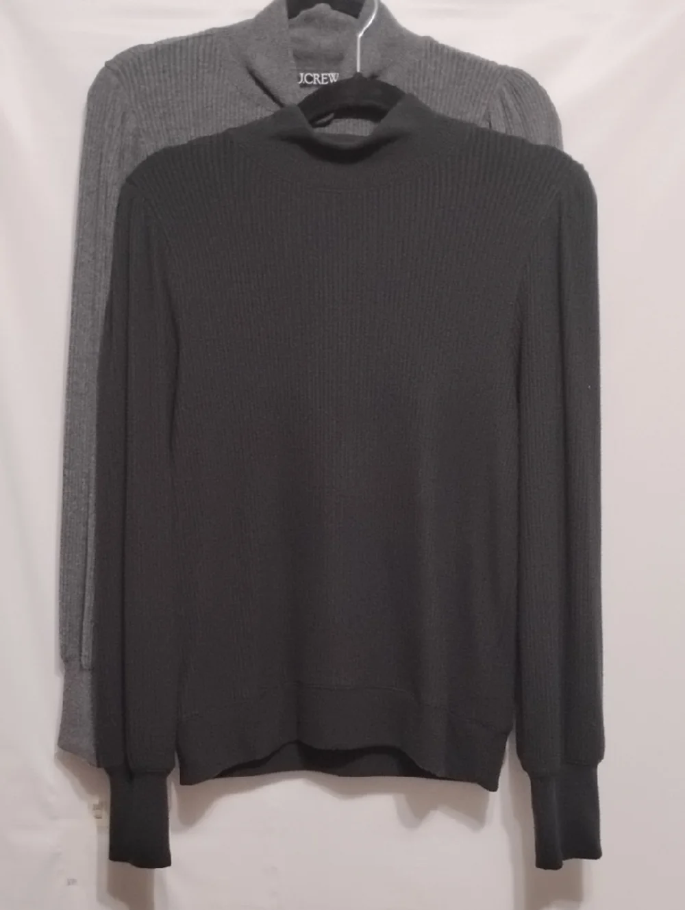 J.CREW Women's M HeatherGray/Black Ribbed Turtleneck Sweaters‎